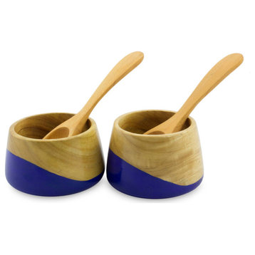 NOVICA Spicy Blue And Wood Salsa Bowls  (Pair)
