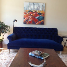 blue sofas