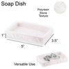 Stone Effect Soap Dish Holder Cup Dispenser Tray, White