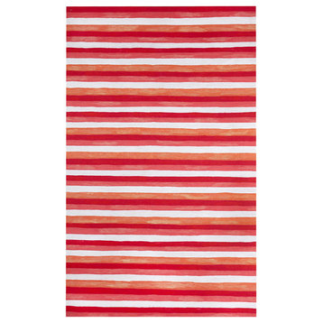 Visions II Painted Stripes Indoor/Outdoor Rug Warm 5'x8'