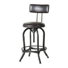 GDFStudio - Samthorn Metal Industrial Barstool With Backrest - Bar Stools and Counter Stools