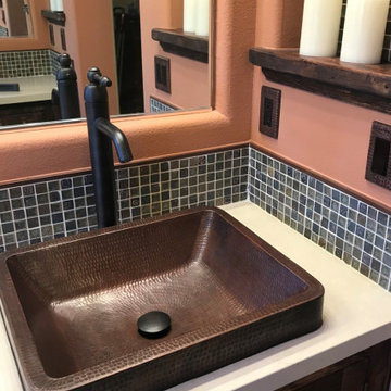 19" Rectangle Skirted Vessel Hammered Copper Sink (VREC19SKDB)