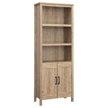 Sauder Select Engineered Wood Bookcase with Doors in Khaki Pine Finish