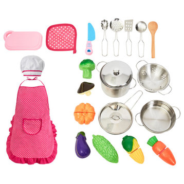 23-Piece Child Chef Set Play Kitchen Accessories