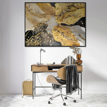 Framed living room wall art "Golden Rhythm II"