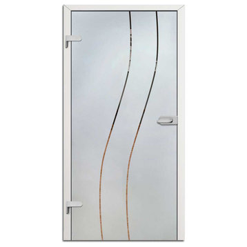 Hinged Glass Door with Frosted Design, 34"x80", Left