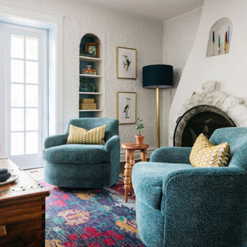 Colorful Chicago Tudor Living Room