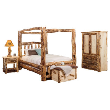 Rustic Aspen Log Bedroom Set, Queen