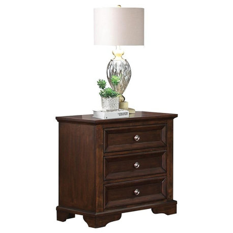 Elkwood Rustic Country 3 Drawer Nightstand, Espresso