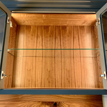 62 Screws Grey Blass Cabinet w/ Black Walnut & Custom LED Lighting