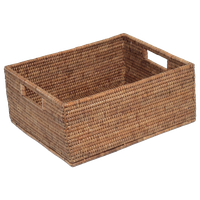 Artifacts Rattan™ Rectangular Basket with Cutout Handles, Honey Brown, 14"x12"x6"