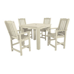 Highwood USA - Lehigh 5-Piece Square Counter-Height Dining Set, Whitewash - Outdoor Dining Sets