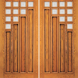 Mahogany 9 Lite Exterior Double Door - Front Doors