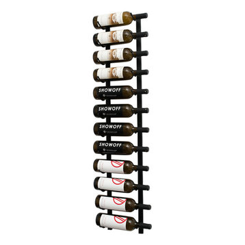 W Series 4' Wall Mounted Metal Wine Rack, Matte Black, 12 Bottles