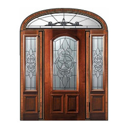 Prehung Side lights-Transom Door 80 Mahogany Brazos Arch Lite Glass - Front Doors