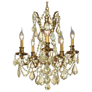 Versailles Tuscan Gold Chandelier, Golden Teak, French Cut, European, LED Bulb