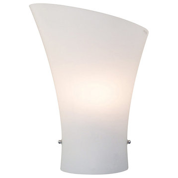 Conico-Wall Sconce, Satin Nickel, 12", Opal White