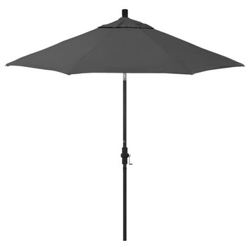 9' Patio Umbrella Black Pole Ribs Collar Tilt Crank Lift Pacific Premium, Zinc
