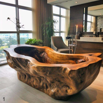 Artisan Teak Wood & Crystal-Clear Resin Bathtub – Unique Resin Bath, Handcrafted