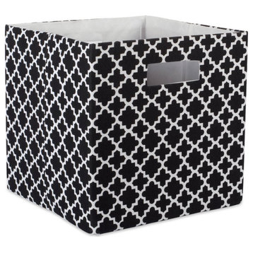 DII 12.9" Square Modern Polyester Cube Lattice Storage Bin in Black