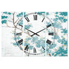 Teal Cherry Blossoms Ii Traditional 3 Panels Metal Clock