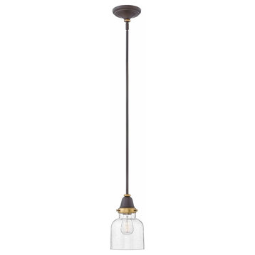 1 Light Cylinder Pendant in Traditional-Industrial Style - 6.5 Inches Wide by