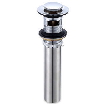 1-1/2" Push Pop-Up Drain Stopper for Sink, Chrome, With Overflow