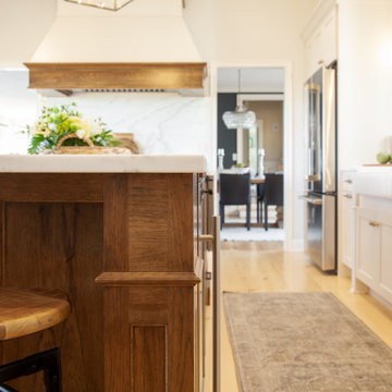 Simsbury Transitional Kitchen with Hickory Island