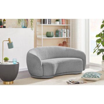 Hyde Boucle Fabric Upholstered Loveseat, Grey