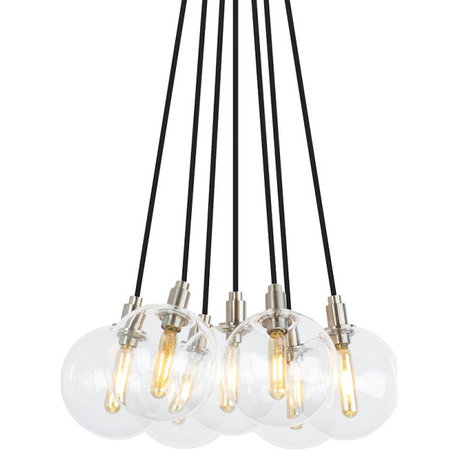 Tech Lighting Gambit 7-LT Chandelier, Clear/Brass LED927 700GMBMP7CR-LED927