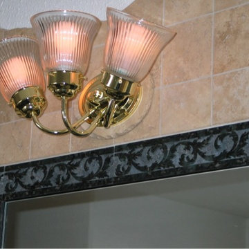 Custom Travertine and Granite Master Bathroom