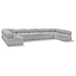 Meridian Furniture - Ames Boucle Fabric U-Shaped Modular Sectional, Grey, 7-Piece: 5 Armless Chair, 2 Corner Chair - A - Introduce a touch of modern sophistication to your living area with the exquisite Ames Boucle Fabric Sectional. With plush grey boucle fabric and unique design, it will elevate the visual appeal of your living space. This elegant and captivating sectional can be mixed and matched with other pieces from the collection to create an endless array of stunning looks. So, get ready to transform your living area into an inviting and stylish haven with the Ames Boucle Fabric Sectional.