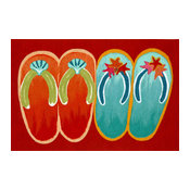 Liora Manne Illusions Flip Flop Ombre Indoor/Outdoor Mat, Red, 19.5"x29.5"