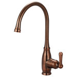 Olympia Faucets - Single Handle Kitchen Faucet, Oil Rubbed Bronze - Single Handle Kitchen Faucet Lever Handle Gooseneck Spout Swivel 360_ 8-1/4" Reach, 10-3/8" From Deck to Aerator Ceramic Disc Cartridge with Temperature Limit Stop 1 or 3-Hole Installation With 1.5 GPM Flow Rate Deck Cover Plate Included