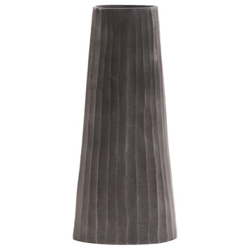 Howard Elliott Graphite Chiseled Metal Vase