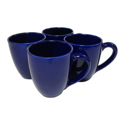 Le Souk Ceramique - Le Souk Ceramique Stoneware Tea/Coffee Cups, Set of 4, Black, Blue - Teacups