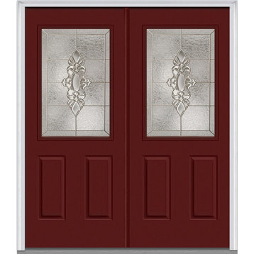 Heirloom Master 1/2 Lite 2-Panel Fiberglass Double Door 74"x81.75" LH In-Swing