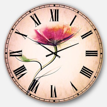 Vector Watercolor Floral Design Floral Round Metal Wall Clock, 36x36