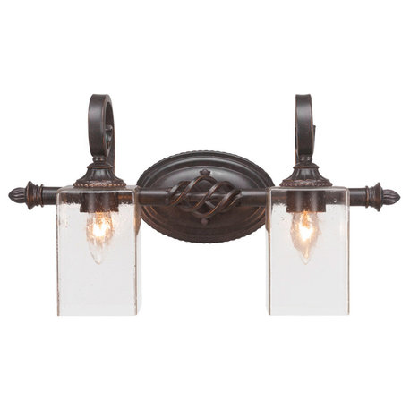 Elegante 2-Light Bath Bar, Square Clear Bubble