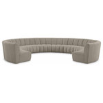 Meridian Furniture - Infinity Black Boucle Fabric Upholstered Arc Shaped Modular Sectional, Brown, 10-Piece, Arc-Shaped - Mix and match this Infinity boucle fabric modular chair with other items in the Infinity collection to find the best possible seating solution for your gang. Rich taupe boucle fabric feels welcoming and soft to the skin, so you stay seated comfortably for the big game or while watching your favorite programs. Deep channel tufting adds to the longevity and durability of this modular chair while giving it texture.