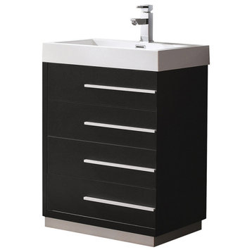 Livello 24" Bathroom Cabinet, Base: Black, With Integrated Sink