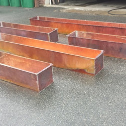Custom burnished rustic copper flower boxes - Outdoor Pots And Planters