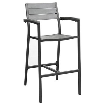 Hawthorne Collection Patio Bar Stool in Brown and Gray