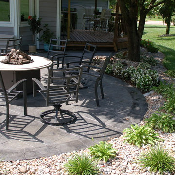 Stamped Concrete Patio with Landscaping