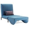 Conic Arm Chair Sleeper, Sleeper Cowboy Blue Body & Shadow Grid Cushion