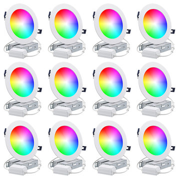 12-Pack 6"Smart Recessed Lighting, Color Changing RGBCW Smart Downlight