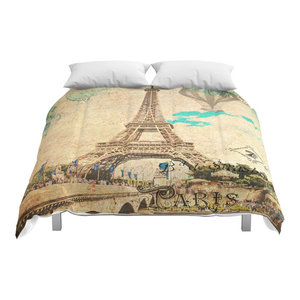 Society6 Pink Paris Eiffel Tower Comforter Contemporary