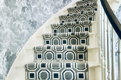 Staircase - mid-sized wallpaper staircase idea in Minneapolis