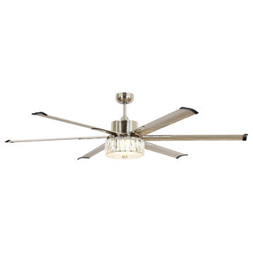 65 in Modern LED Ceiling Fan with Remote in Brushed Nickel