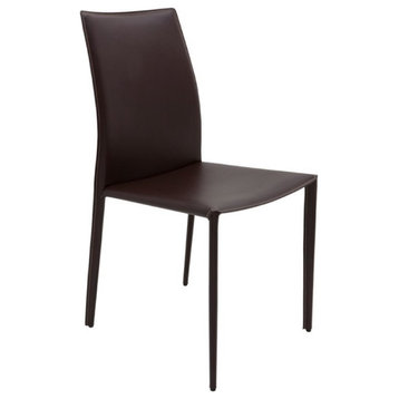 Nuevo Sienna Leather Dining Side Chair in Brown